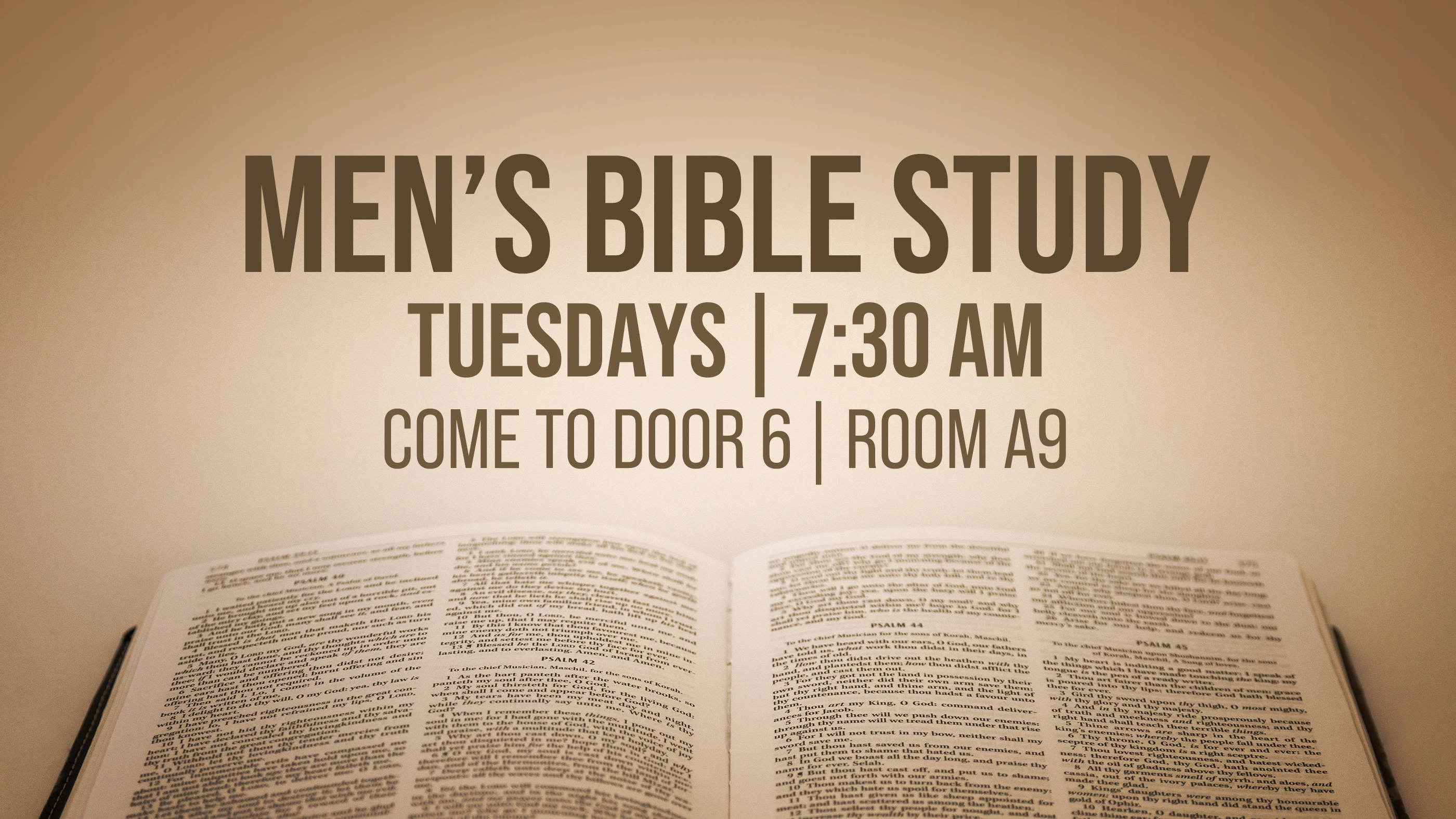 Tuesday men's Bible study